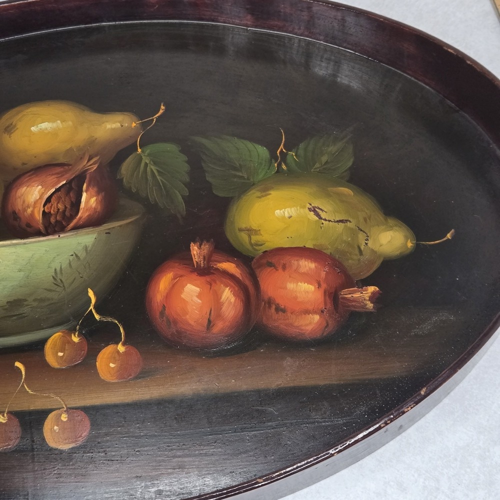 Vintage Hand Painted Wood Tray Toleware Still‎ Life Rose Hill Mansion Geneva NY - Picture 3 of 13